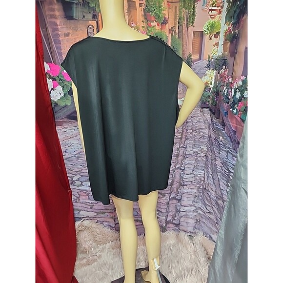 Carmen Marc Valvo Top 3X Womens Black Sleeveless Tunic With Chain Accents EUC - Picture 6 of 10